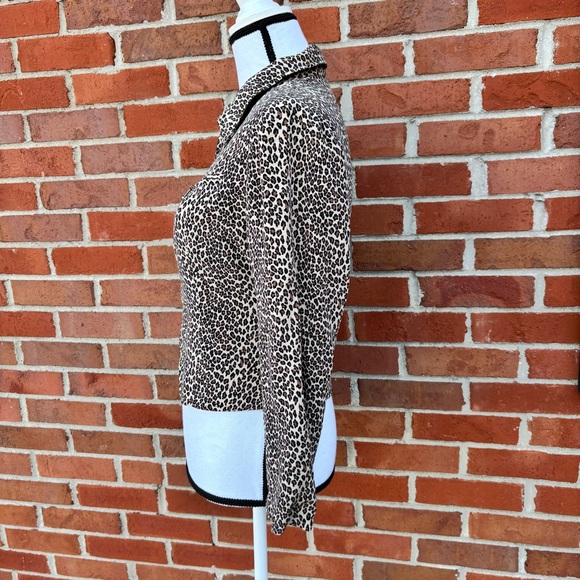 Vintage 90s Petite Sophisticate Leopard Print Silk Zip Up Jacket Womens Small - Picture 3 of 5